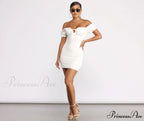 Show 'Em Off Charming Shoulder Smocked Mini Dress