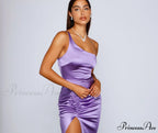 Show Up Satin Charming One Shoulder Midi Dress