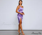 Show Up Satin Charming One Shoulder Midi Dress
