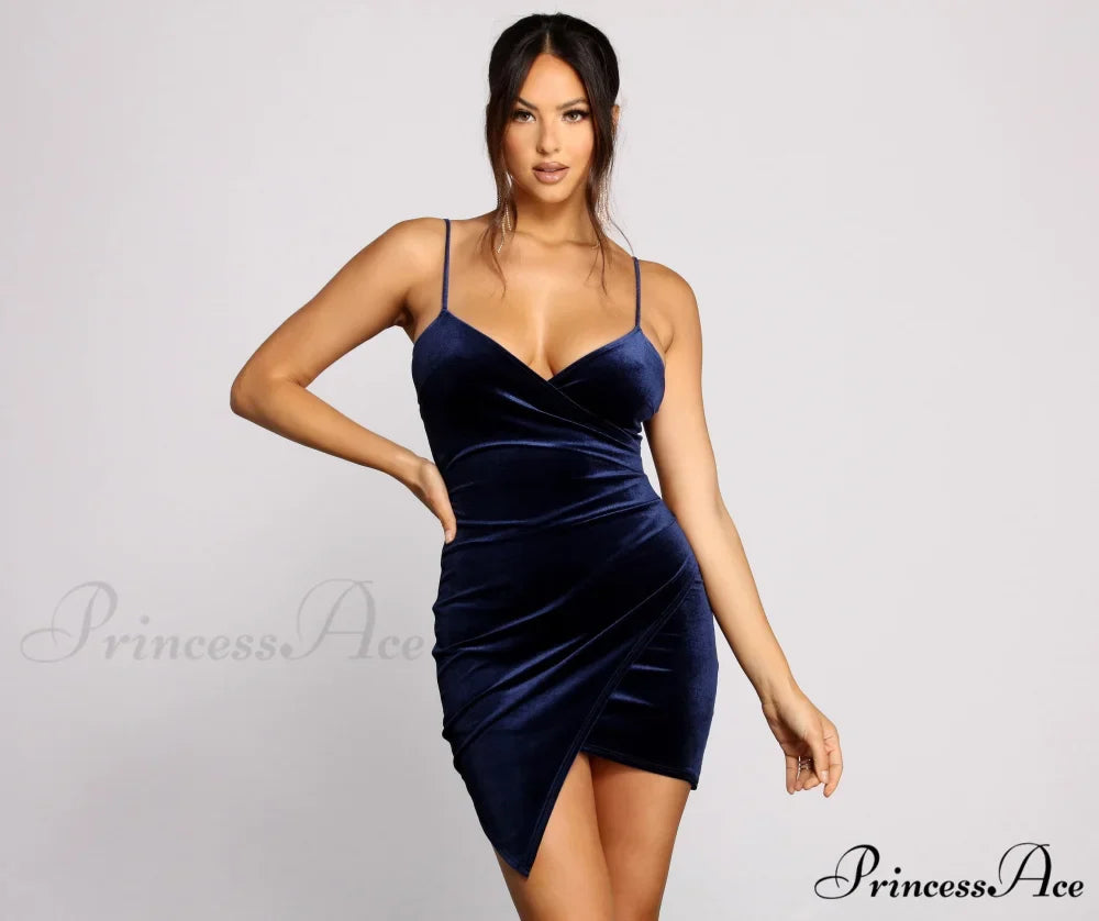 Showstopper Sleeveless Stylish Velvet Asymmetrical Dress