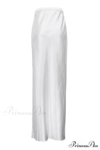Side Skirt with High Full-Length and White Slit Waist
