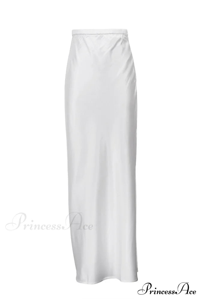 Side Skirt with High Full-Length and White Slit Waist