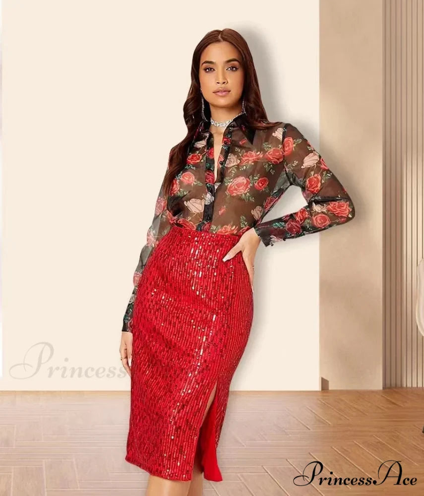 Side Slit Solid Color Tight Over Knee Slim Skirt