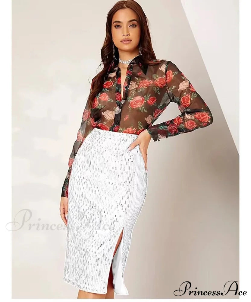 Side Slit Solid Color Tight Over Knee Slim Skirt