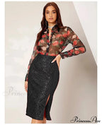 Side Slit Solid Color Tight Over Knee Slim Skirt