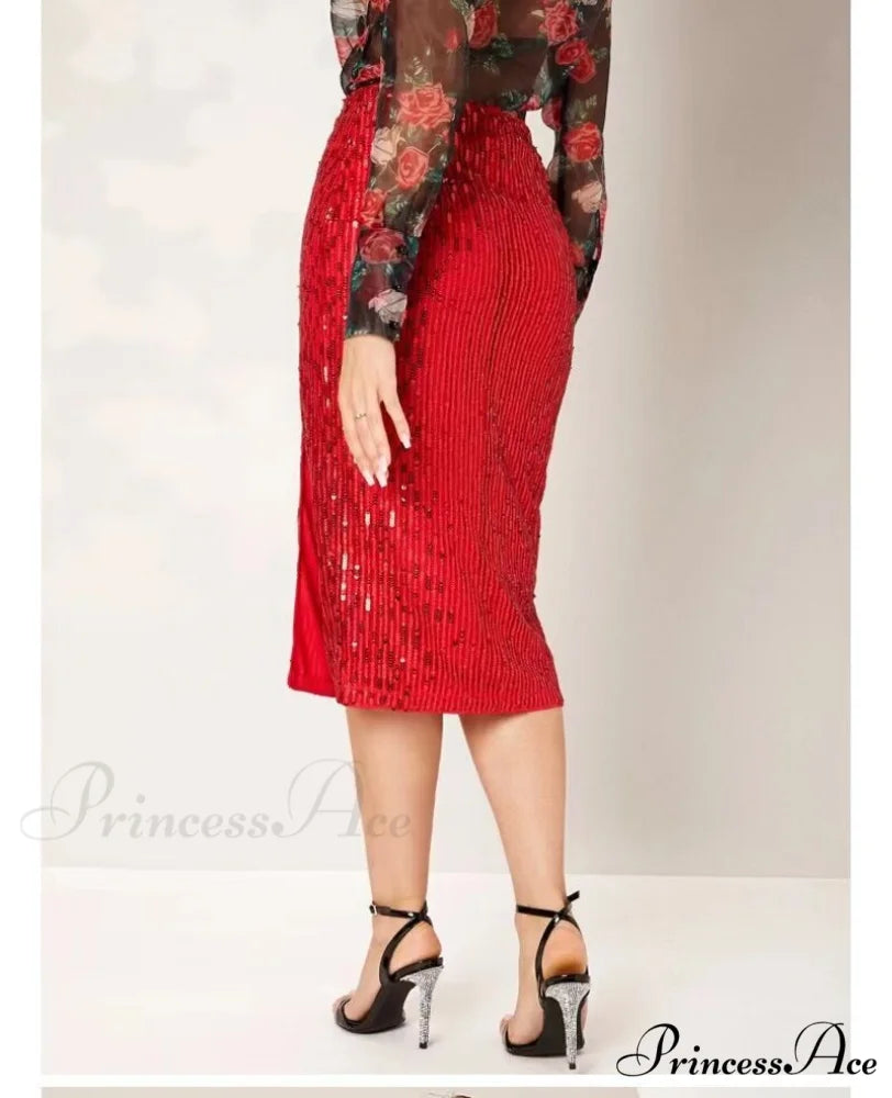 Side Slit Solid Color Tight Over Knee Slim Skirt