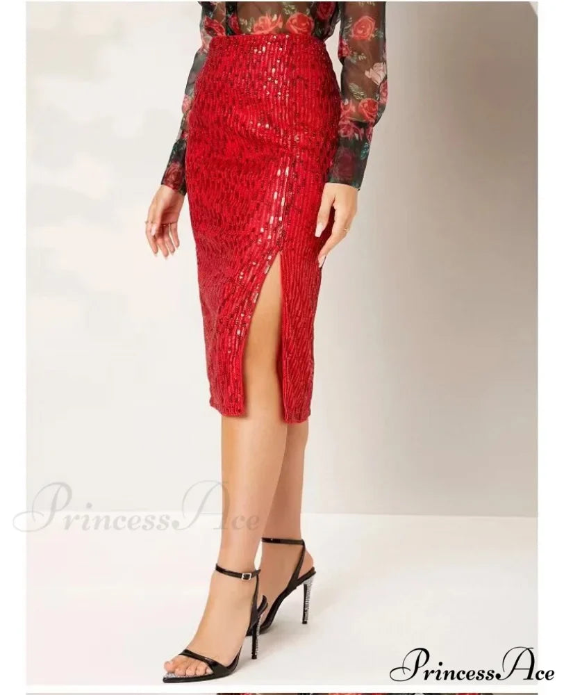 Side Slit Solid Color Tight Over Knee Slim Skirt