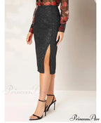 Side Slit Solid Color Tight Over Knee Slim Skirt