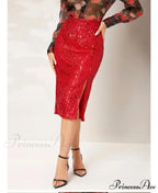 Side Slit Solid Color Tight Over Knee Slim Skirt