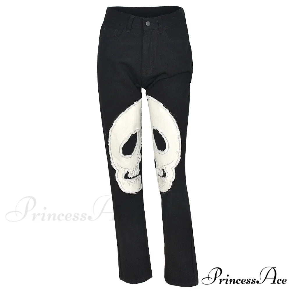 Sifreyr Skeleton Patterned Low Waist Jeans