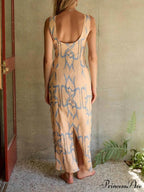 Signature Printed Hoop-Embellished Charming Sleeveless Midi Dress