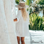 Silk Lace Baggy Bohemian Ivory Mini Dress