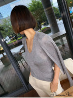 Silk Pearl Button V-neck Cardigan