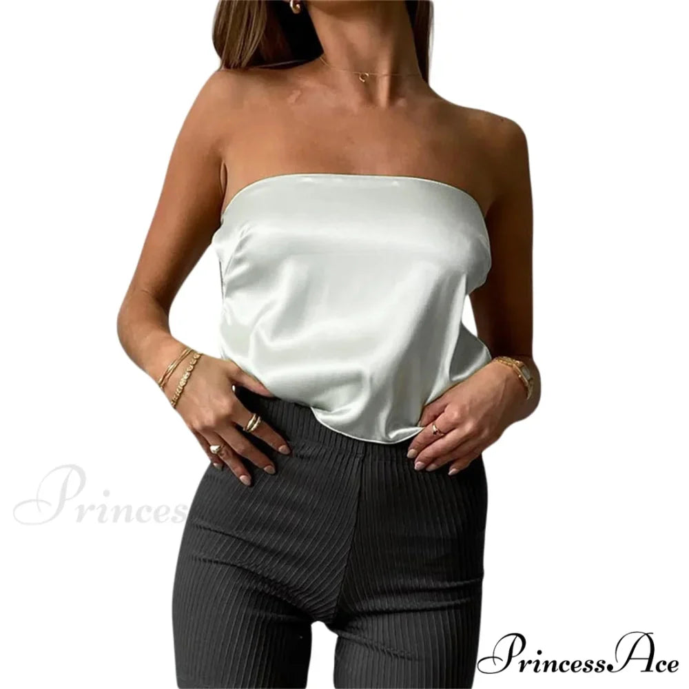 Silky Fasten-Up Tube Crop Top