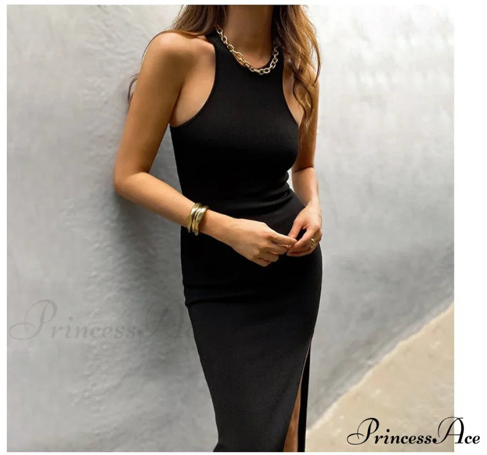 Simple And Sexy Charming High-Slit Midi Dress