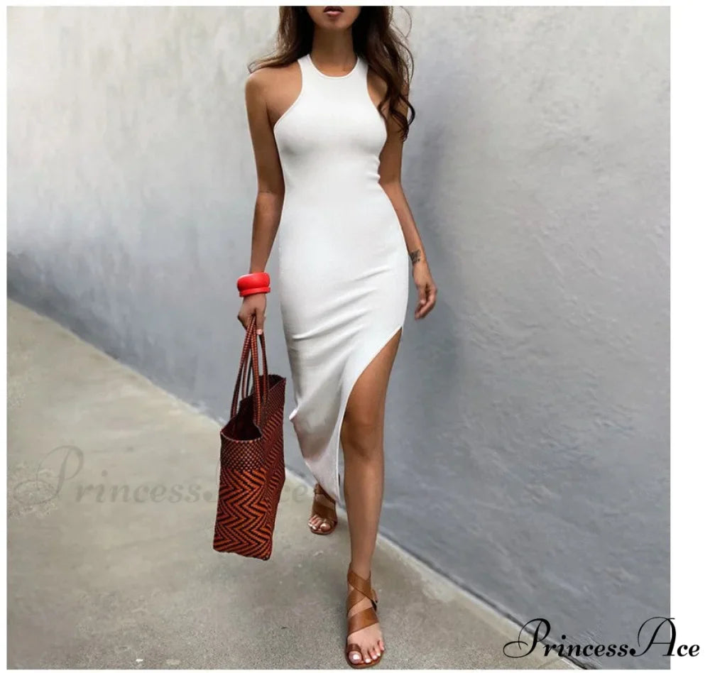 Simple And Sexy Charming High-Slit Midi Dress