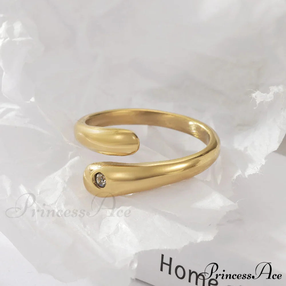 Simple Diamond Studded Gold Plating Rings