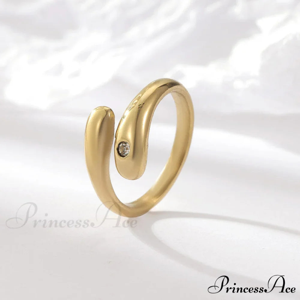 Simple Diamond Studded Gold Plating Rings