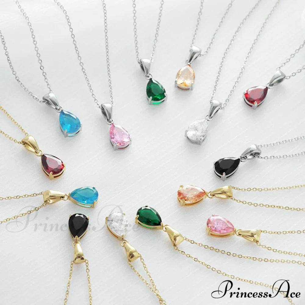 Simple Fashion Stainless Steel Water Drop Pendant Necklace