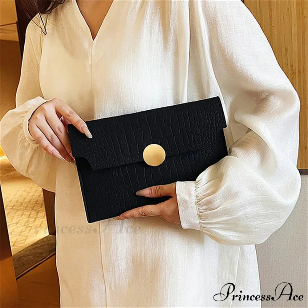 Simple Felt Imprint Clutch Wristlet