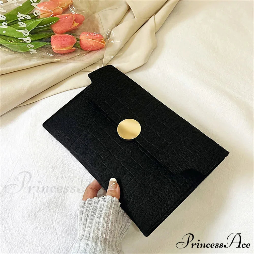 Simple Felt Imprint Clutch Wristlet