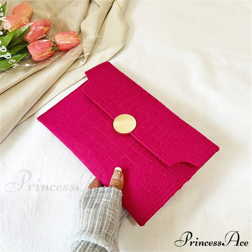 Simple Felt Imprint Clutch Wristlet