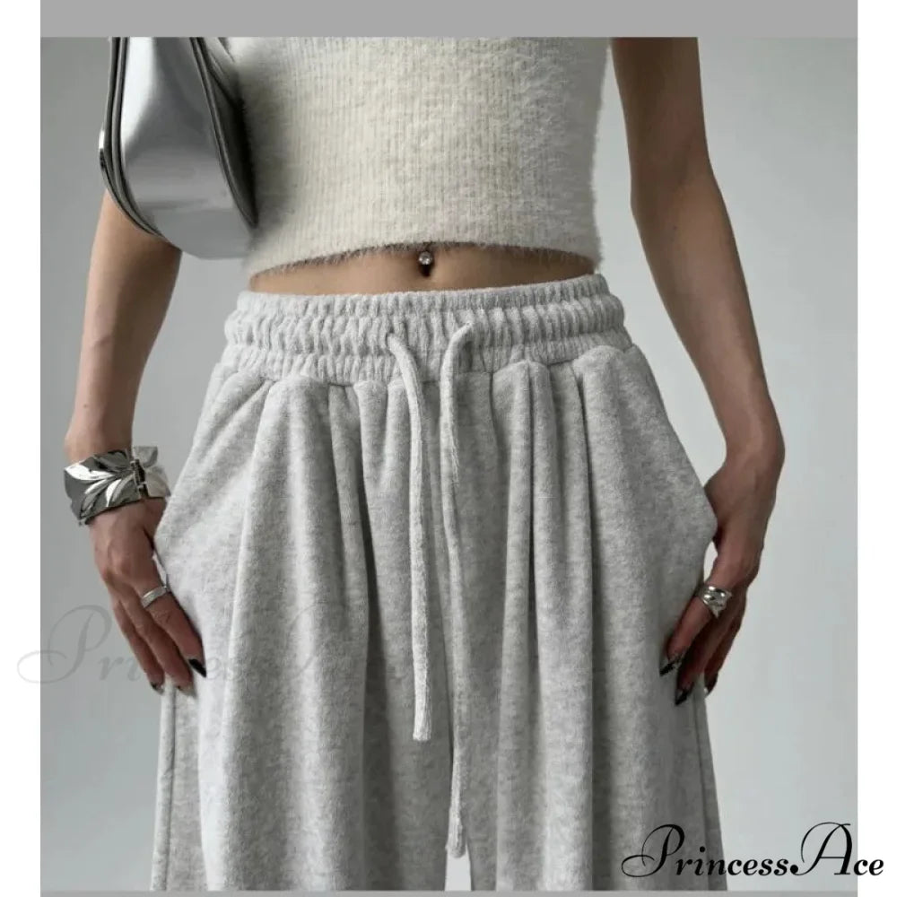 Simple Grey Knit Jogger Trousers