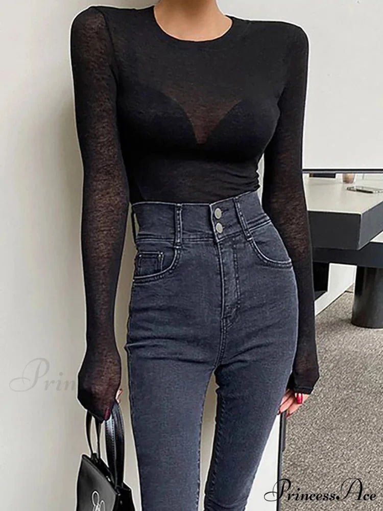 Simple Summer Airy Long Sleeve Lightweight Knit Top