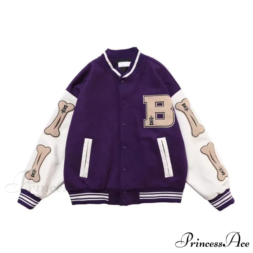 Simple Unisex Baseball Colleage Jacket