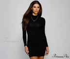 Simply Stylish Mock Charming Neck Mini Dress