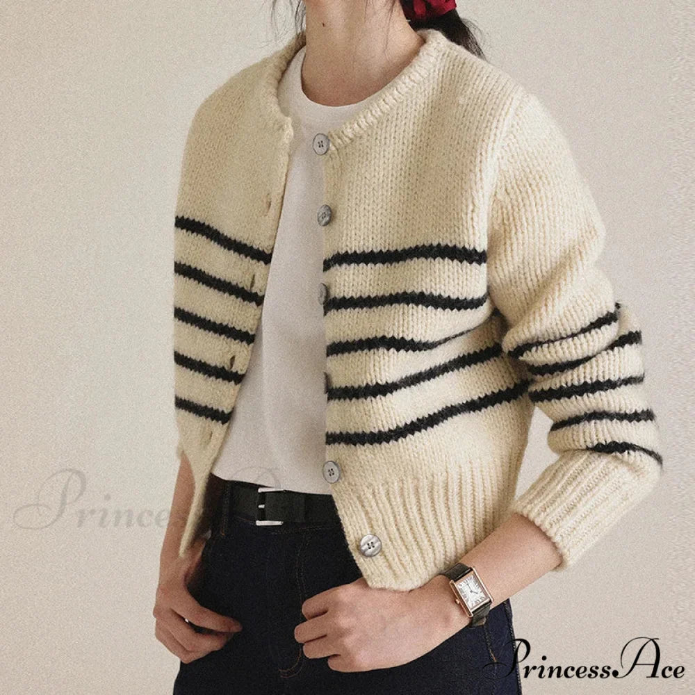 Single-breasted Banded Knitted Cardigan