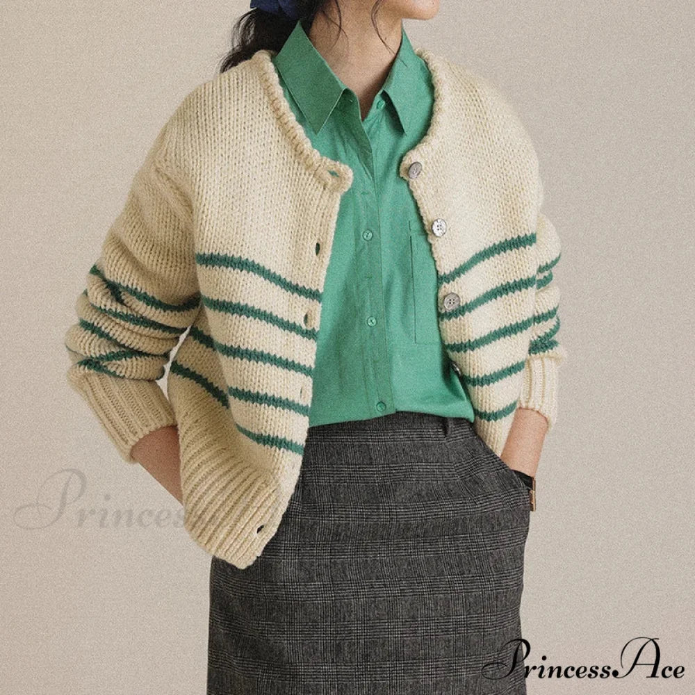 Single-breasted Banded Knitted Cardigan