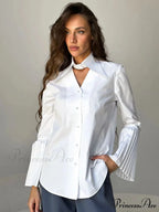 Single Breasted Frills Long Sleeve Blouse