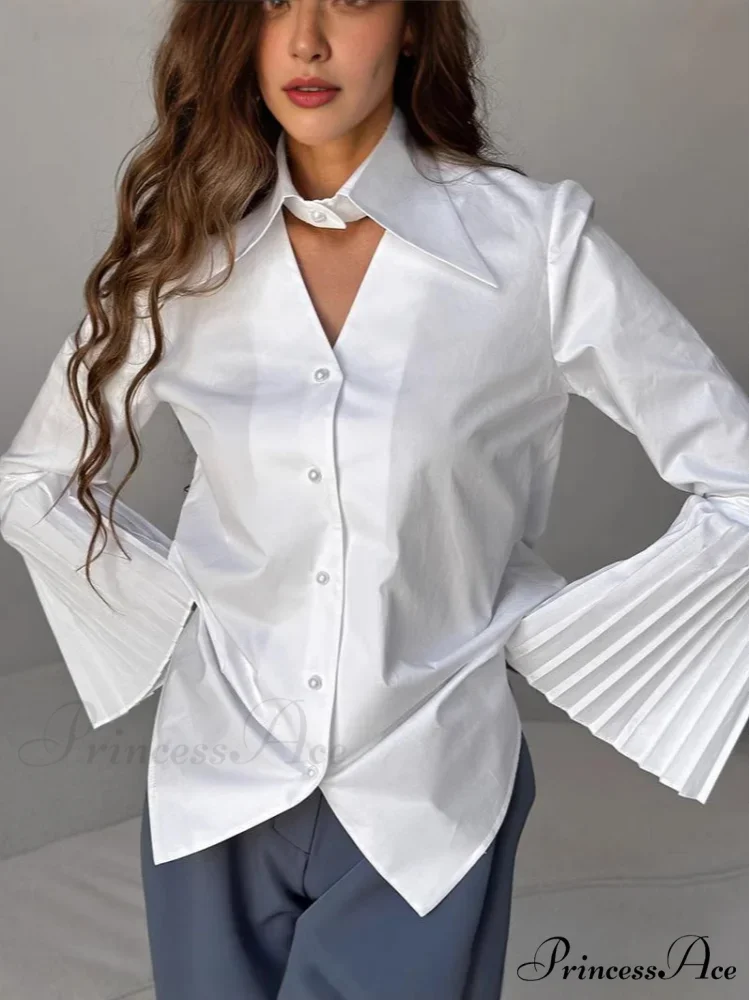 Single Breasted Frills Long Sleeve Blouse