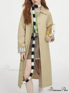 Single Breasted Korean Design Sense Contrasting Color Medium Long Stylish Coat