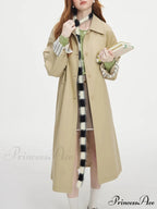 Single Breasted Korean Design Sense Contrasting Color Medium Long Stylish Coat