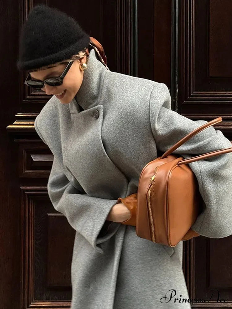 Single Button Woolen Extended Coat