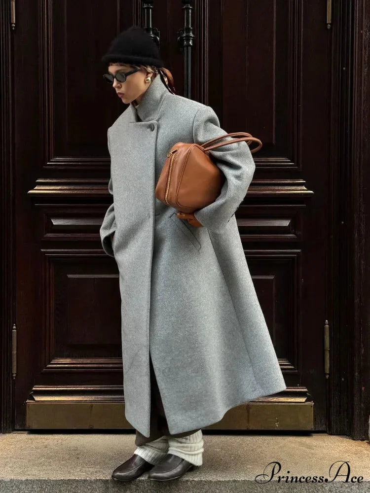 Single Button Woolen Extended Coat