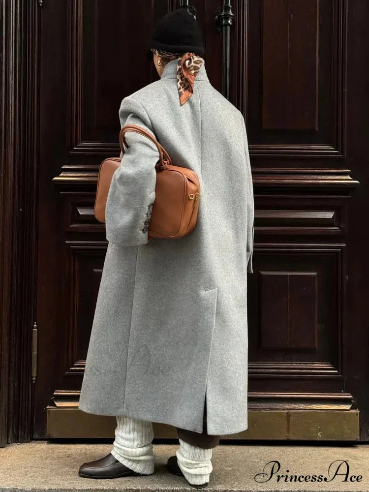 Single Button Woolen Extended Coat