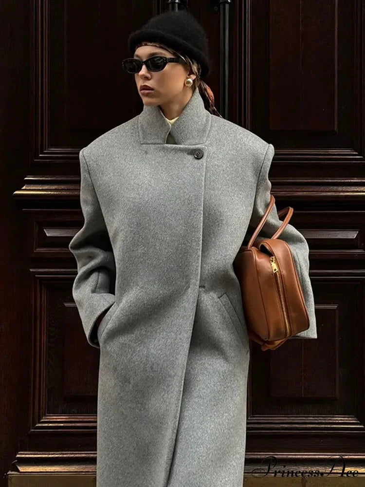 Single Button Woolen Extended Coat