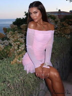 Single-Shoulder Dual Layer Short Dress