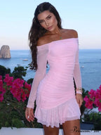 Single-Shoulder Dual Layer Short Dress