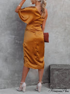 Single Sleeve Stylish Irregular Evening Dress