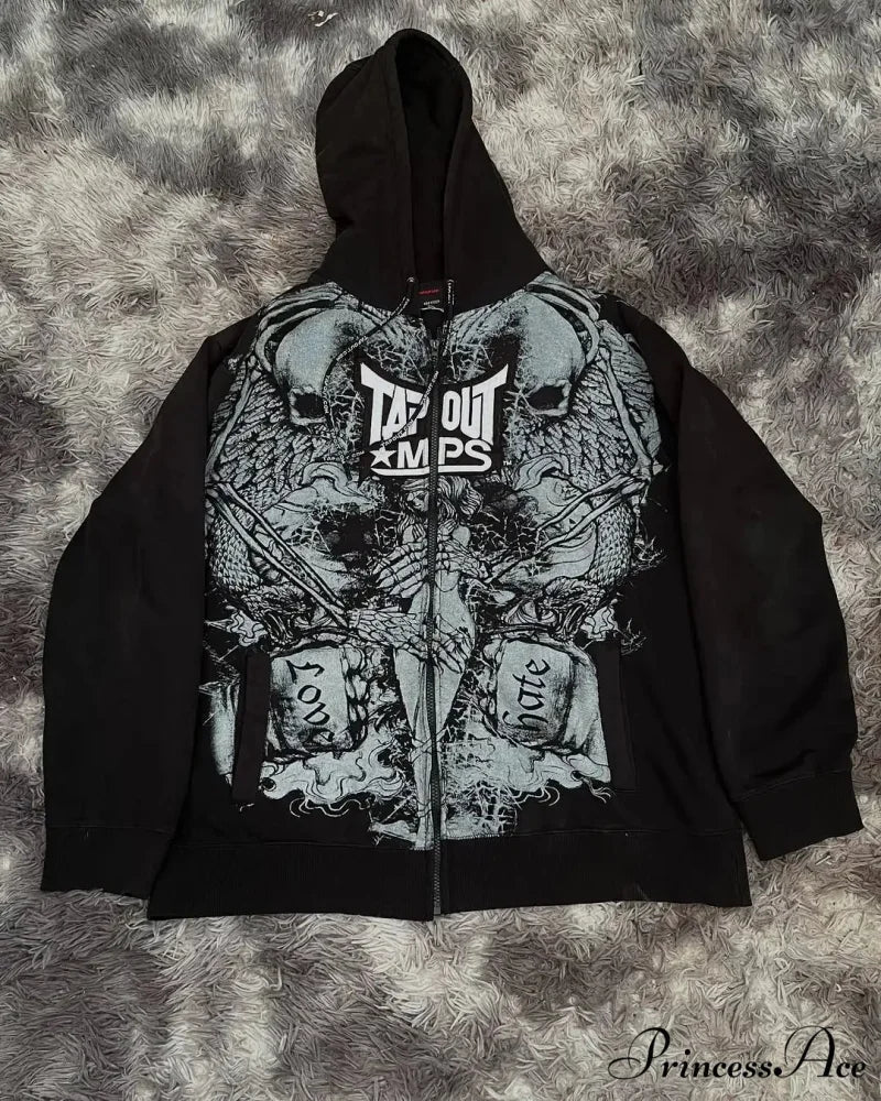 Skeleton Pattern Hooded Sweater