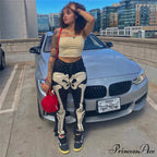 Skeleton Patterned Low Rise Jeans