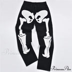 Skeleton Patterned Low Rise Jeans