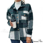 Skin-Touch Winter Thick Trendy Plaid Print Buttons Casual Coat