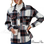 Skin-Touch Winter Thick Trendy Plaid Print Buttons Casual Coat