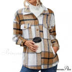 Skin-Touch Winter Thick Trendy Plaid Print Buttons Casual Coat