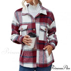 Skin-Touch Winter Thick Trendy Plaid Print Buttons Casual Coat